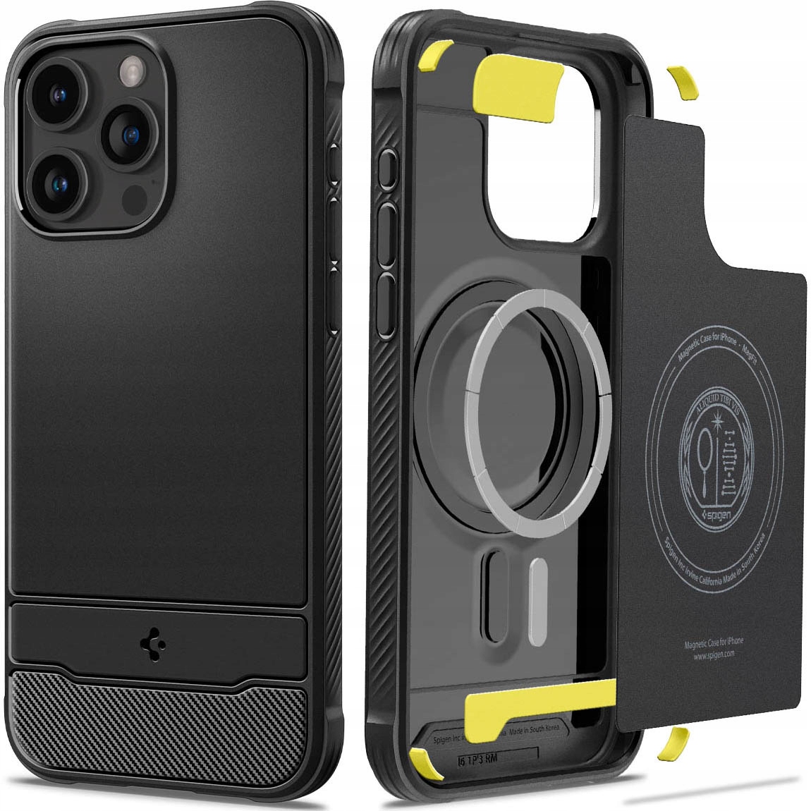 Chrbát Spigen pre Apple iPhone 15 Pro Max Rugged Armor Mag čierny